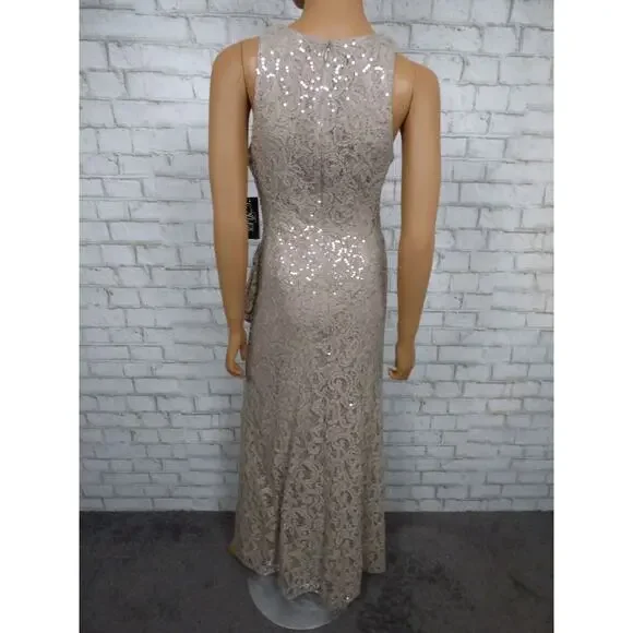 Alex Evenings Mother of Bride Ruffle Sequin Lace Gown in Buff 4 NEW - Picture 12 of 15